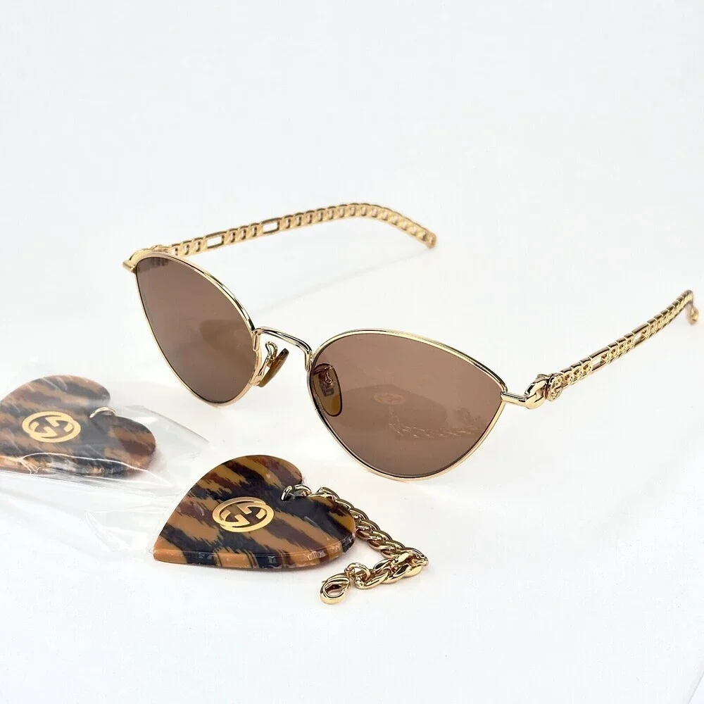NWT Gucci GG0977S-002-57 Gold 57mm Sunglasses
